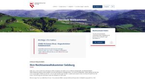 Screenshot der Website der Rechtsanwaltskammer Salzburg